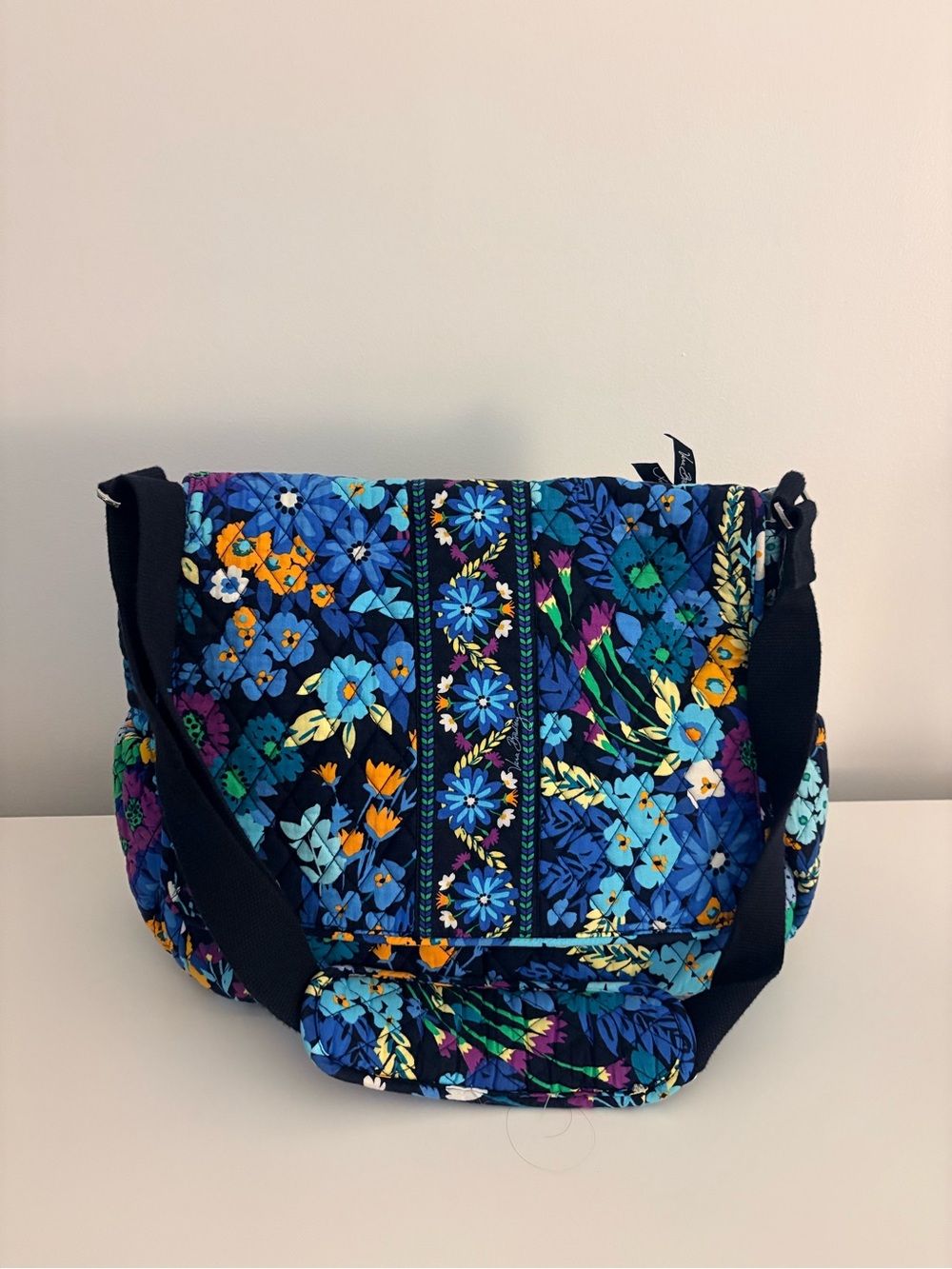 Vera Bradley Navy Multi Floral Quilted Messenger Bag